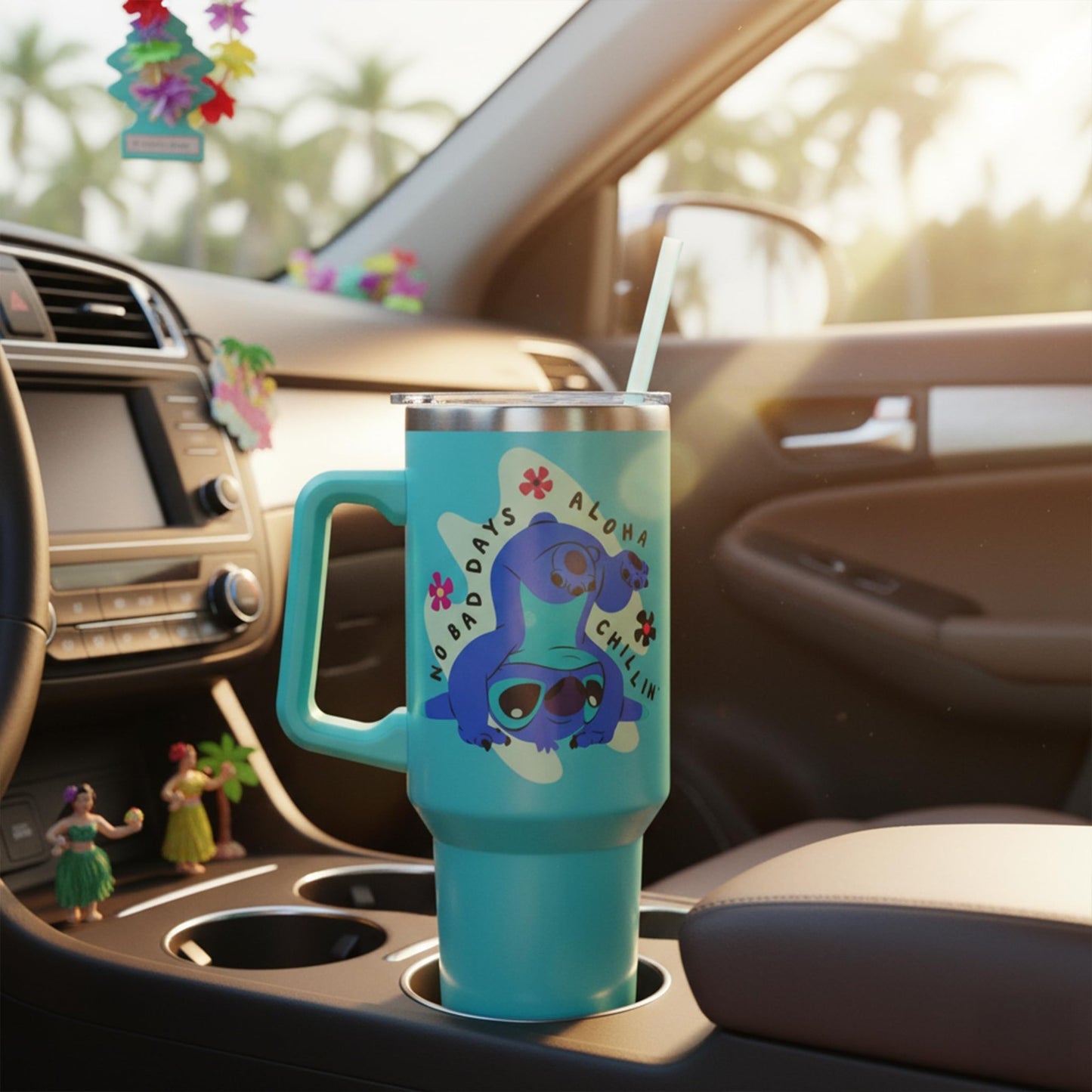 40oz Double Walled Stainless Steel Tumbler   Disney Lilo & Stitch Aloha, Fits Cu2