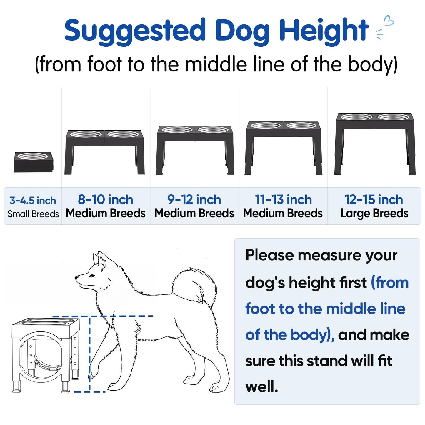 Elevated Dog Bowls for Large Breeds   Adjustable Stainless Steel Feeder Stand 9 7
