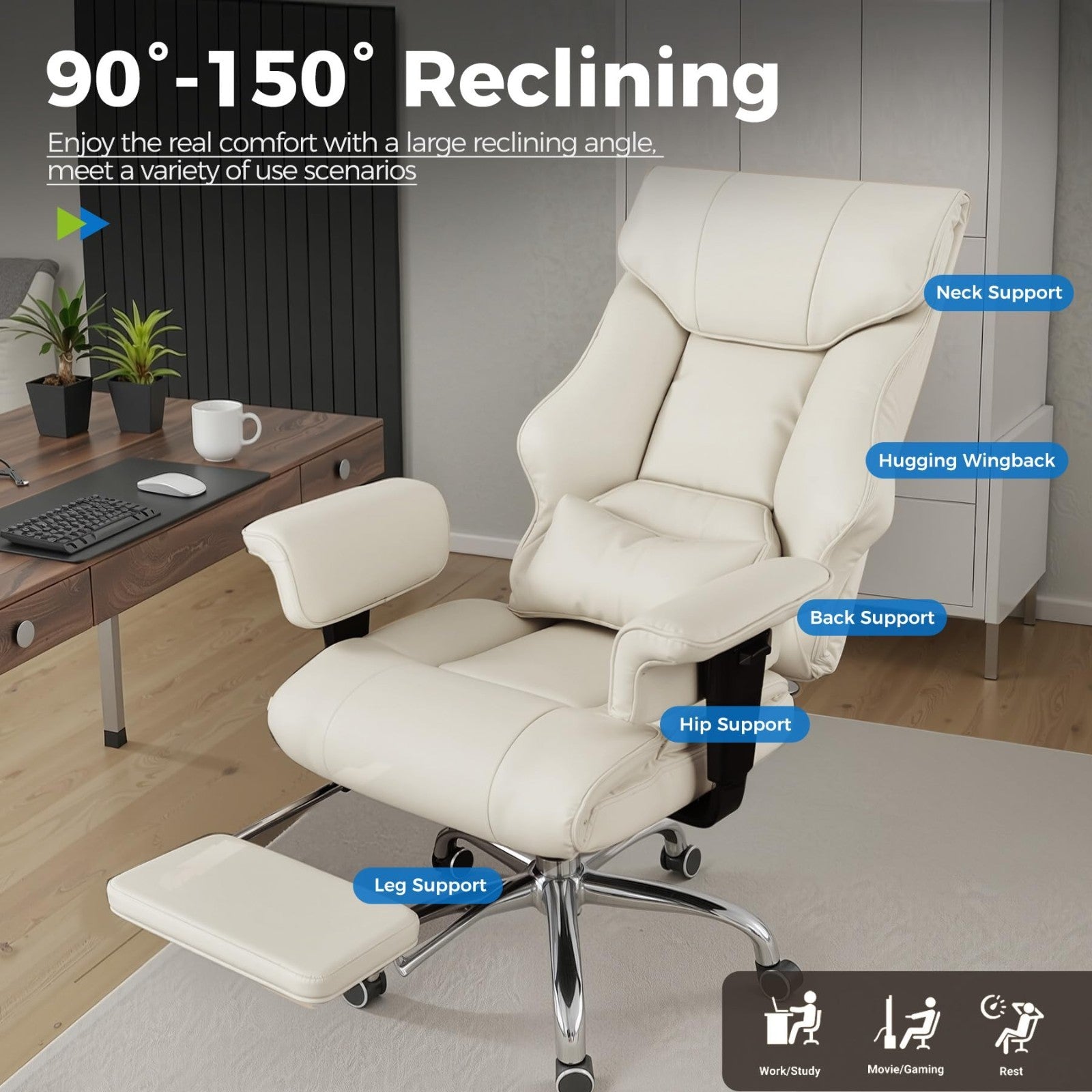 Big & Tall Gaming Chair 400lbs Heavy Duty Office Chair with Footrest, Ergonomic5