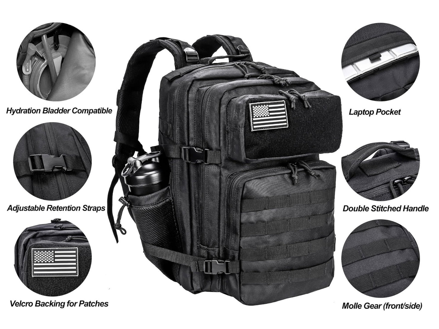 Tactical Military Backpack 45L   3 Day Assault Pack Rucksack with Molle System,3