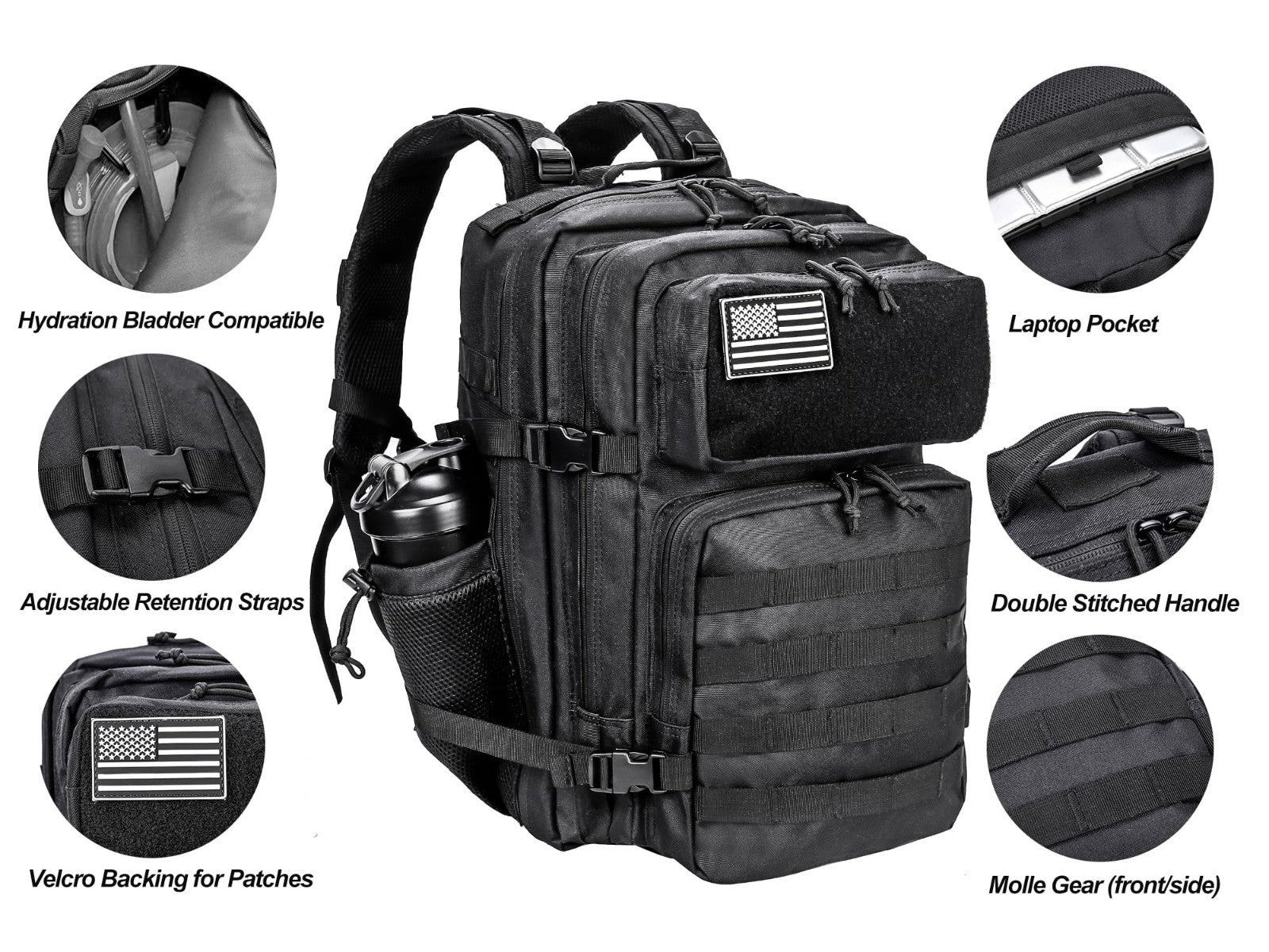 Tactical Military Backpack 45L   3 Day Assault Pack Rucksack with Molle System,3