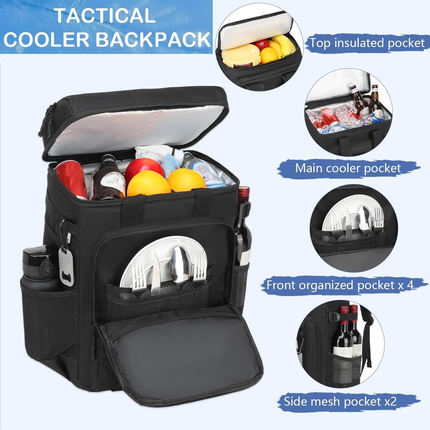 Tactical Insulated Backpack Cooler - 42 Can Leak Proof Soft Cooler for Camping,5