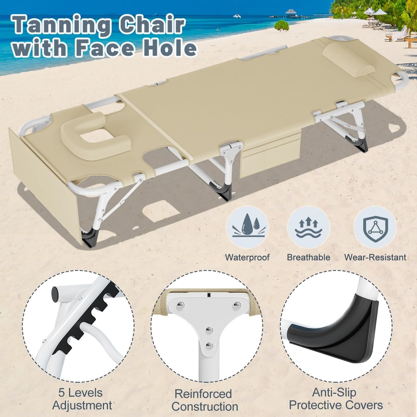 Folding Camping Cot for Adults   5 Position Adjustable Backrest & Padded Cushion4