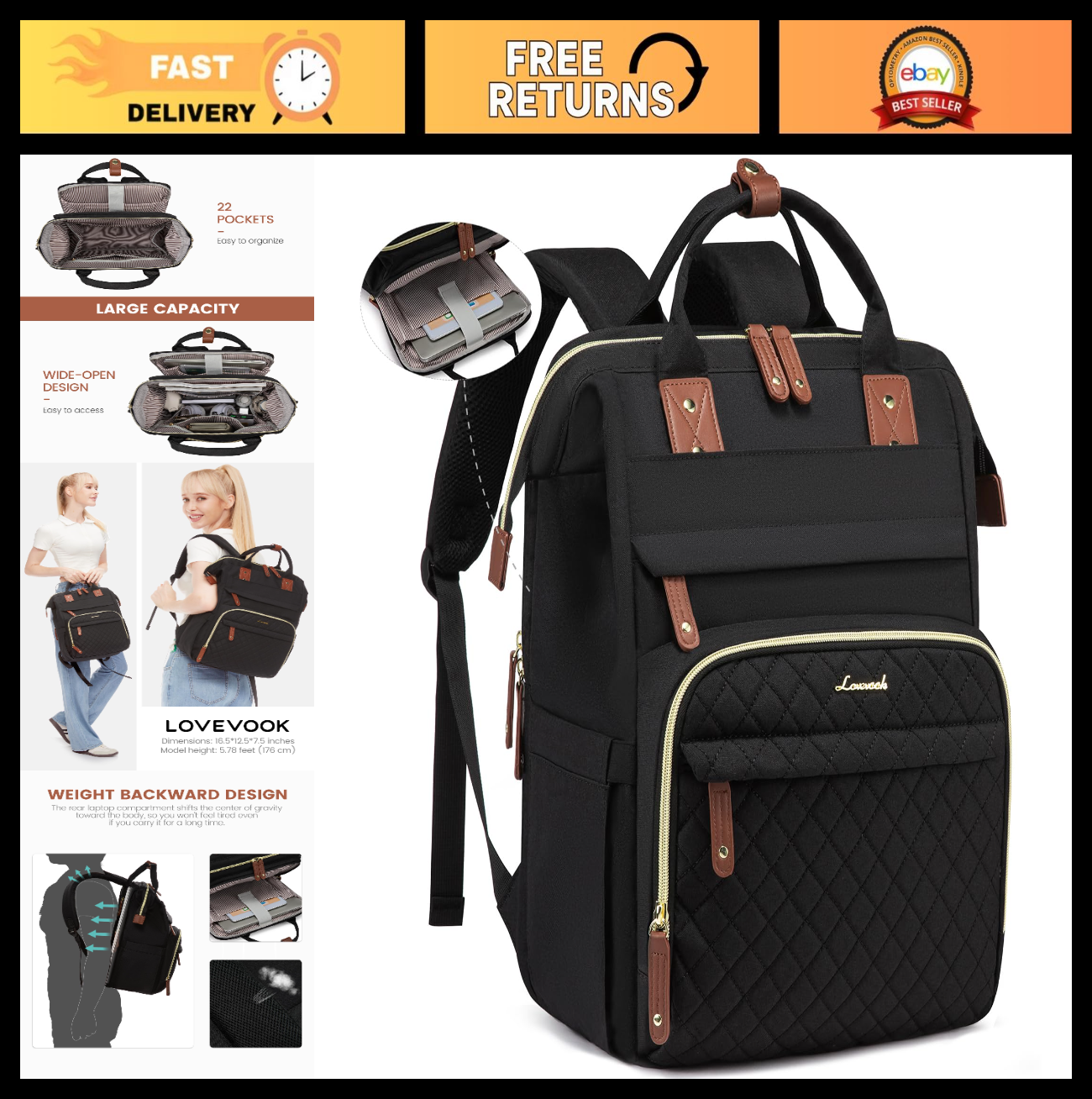 Waterproof 15.6" Laptop Backpack for Women   Nurse, Teacher, Travel Bag, College0