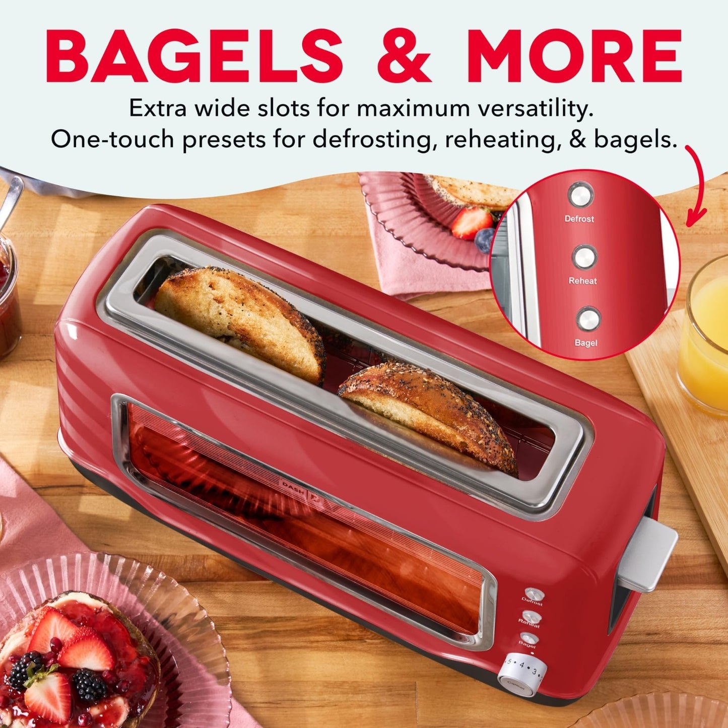 Clear View Toaster 2 Slice with Long Slot, See-Through Window, 7 Browning Levels4