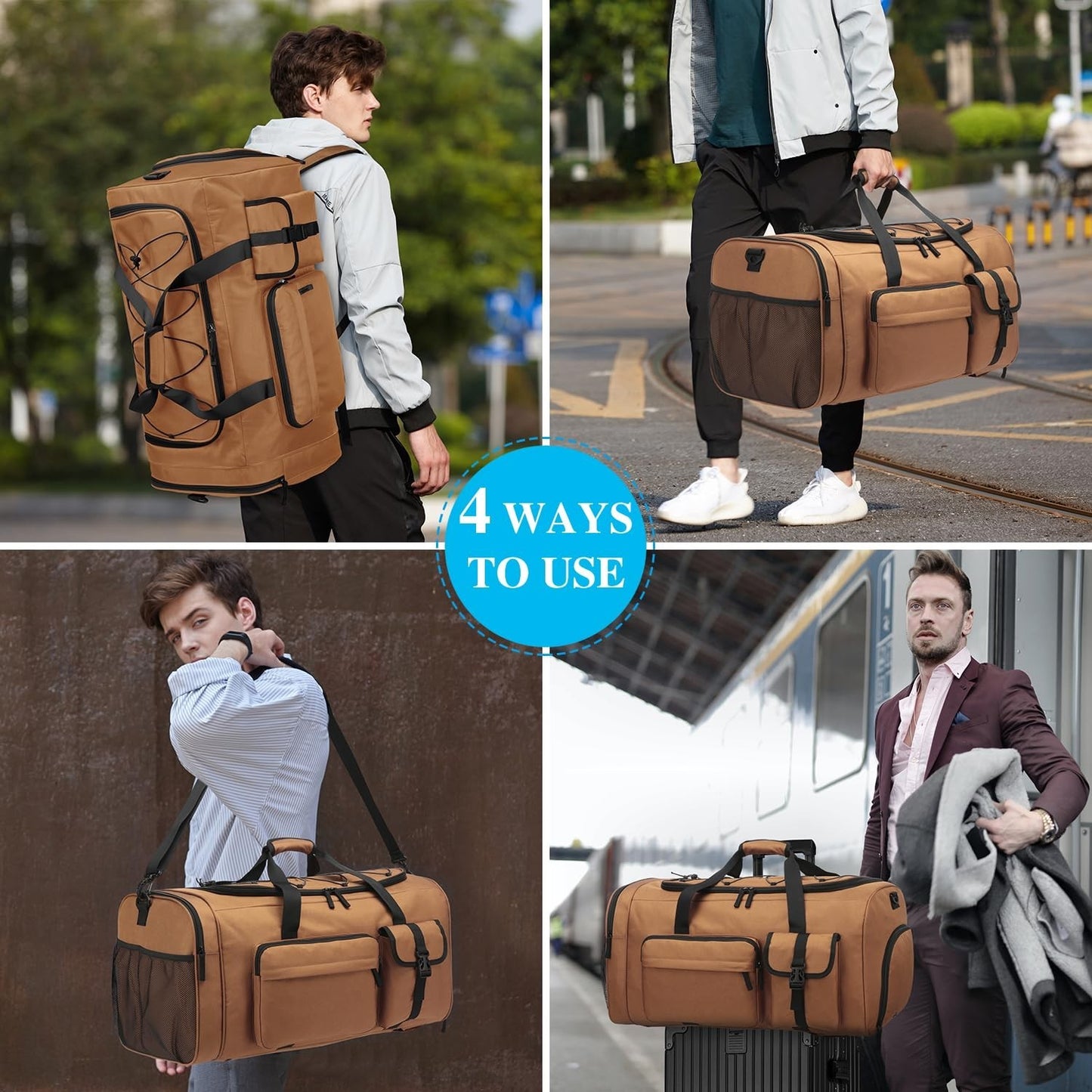 Large 70L Duffle Bag Backpack for Travel, Heavy Duty Gym Bag with Shoe Compartme2