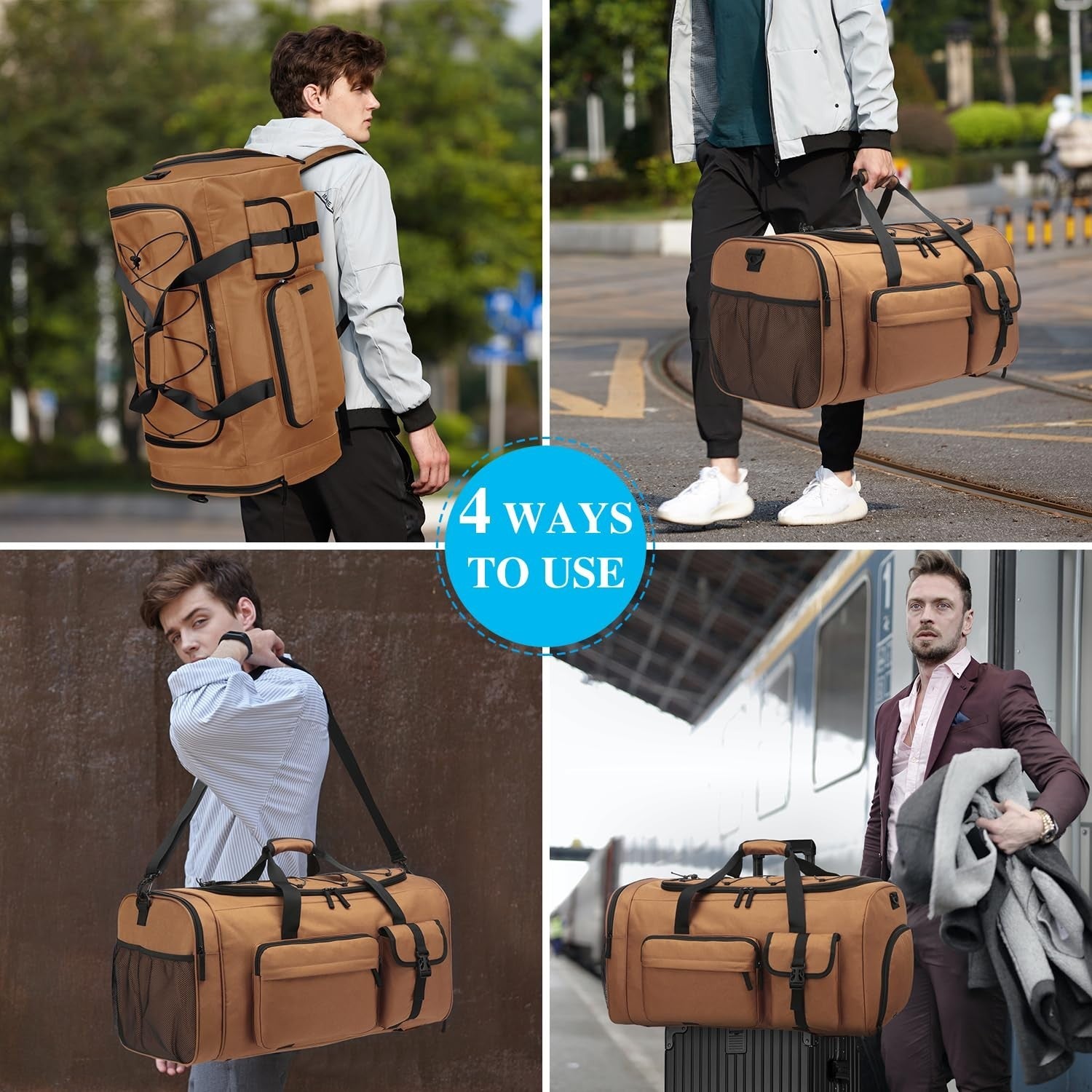 Large 70L Duffle Bag Backpack for Travel, Heavy Duty Gym Bag with Shoe Compartme2