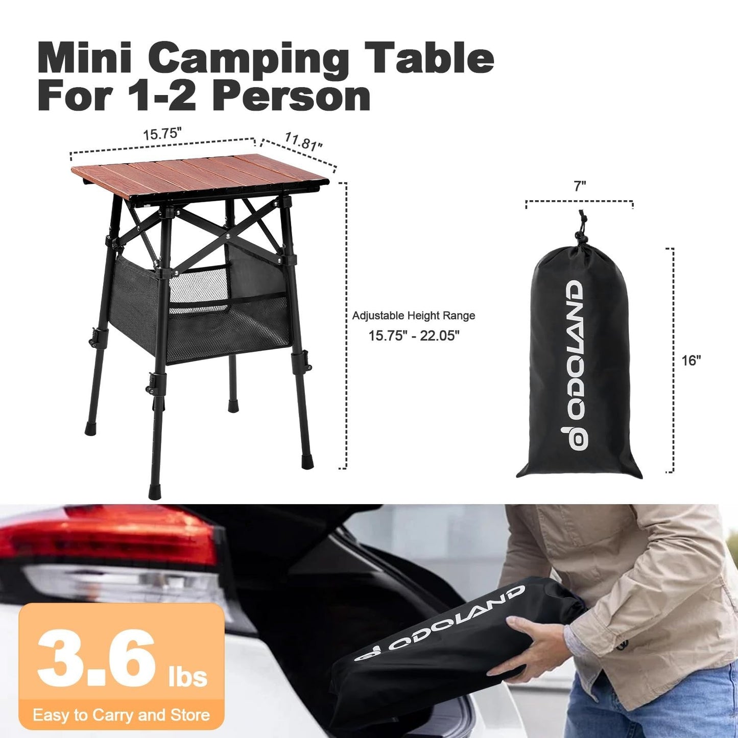 Compact Folding Camping Table with Adjustable Height, Portable Outdoor Picnic Ta2