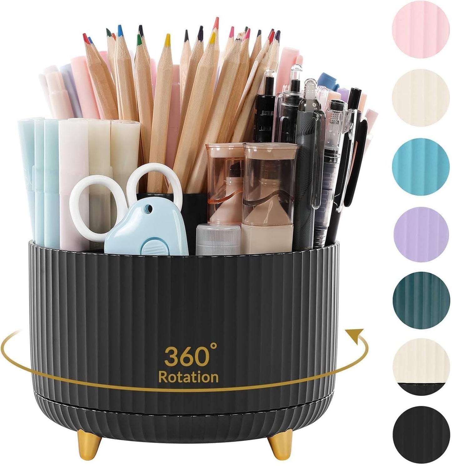 360° Rotating Desk Organizer   Stylish Pencil & Pen Holder for Home/Office Use1