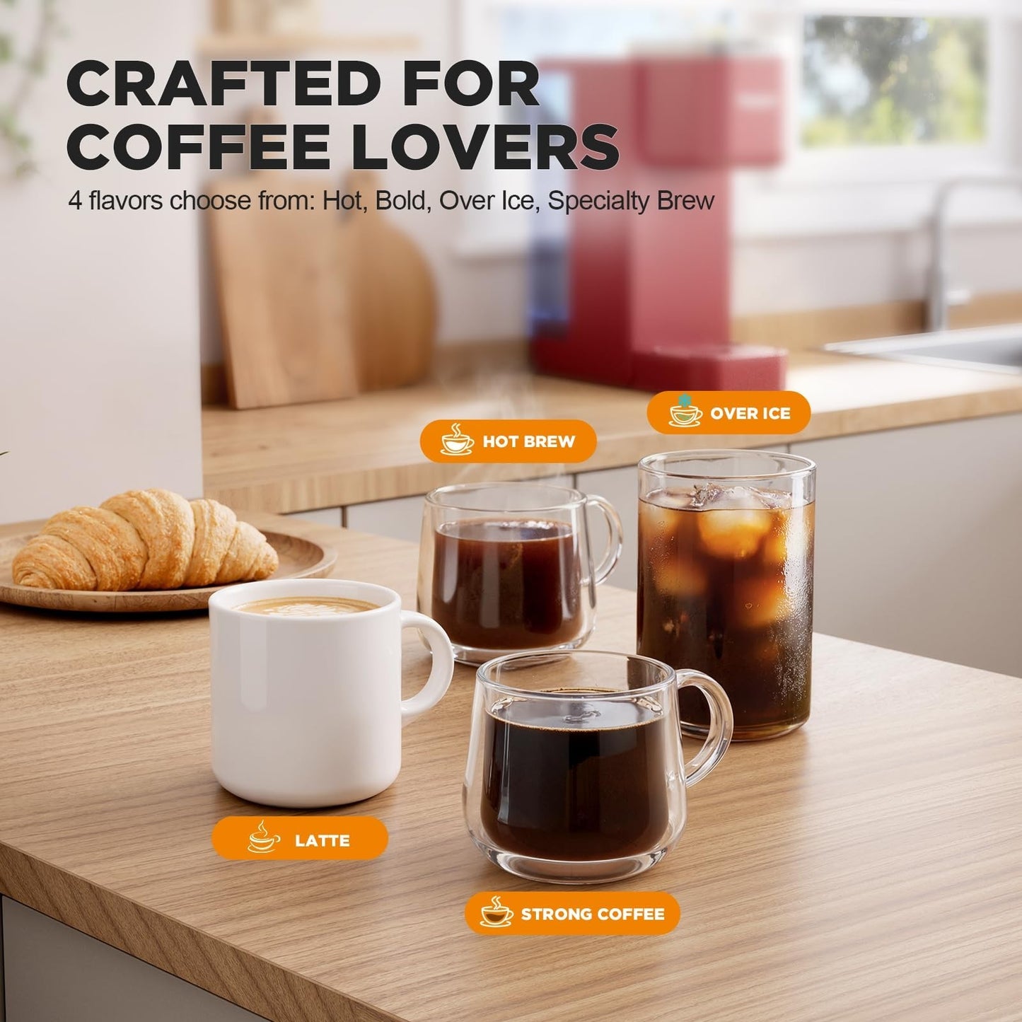Single Serve Coffee Maker with Milk Frother, 40oz Tank, 6 Brew Sizes, BPA Free3