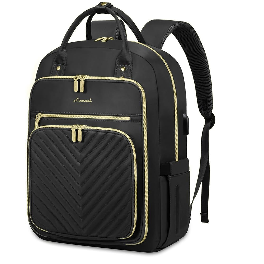 Stylish 15.6" Laptop Backpack for Women, Waterproof Travel Bag with USB Port, Bl1