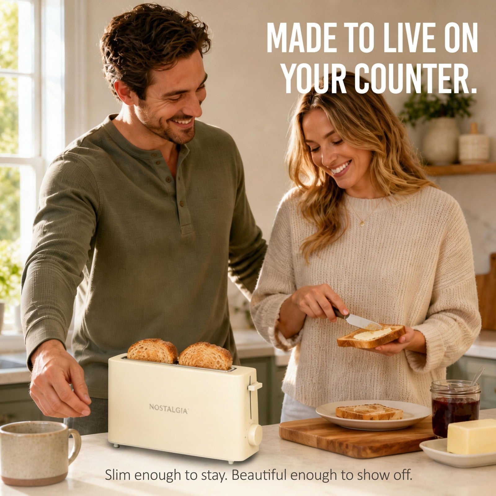 Slim 2 Slice Toaster with Wide Slot – Adjustable Browning Dial & Drop down Crumb2