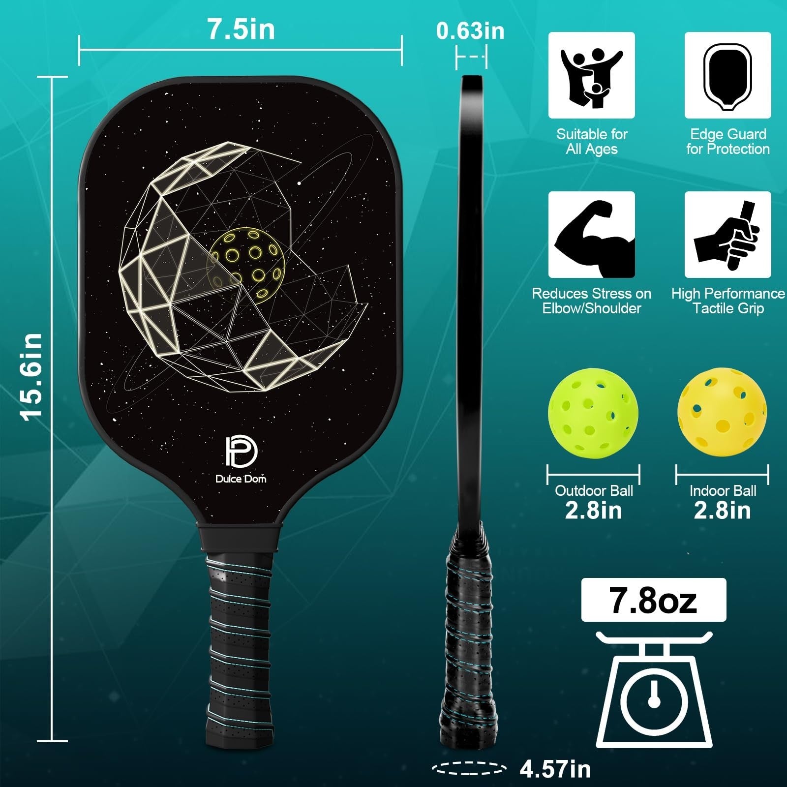 Pickleball Paddles Set of 2/4 - USAPA Approved, Fiberglass/Graphite Rackets, Car4