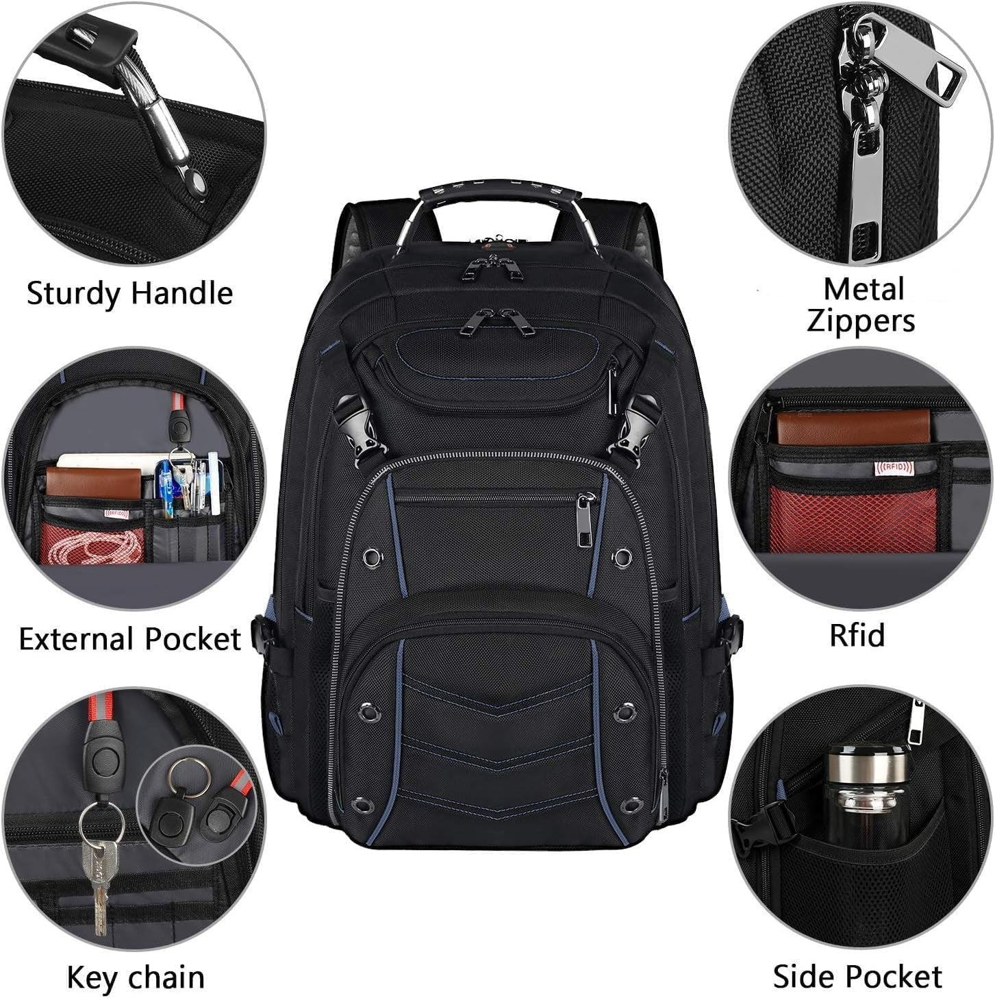 Extra Large 60L Laptop Backpack, TSA Approved, RFID Anti Theft, Fits 15.6 19" La2