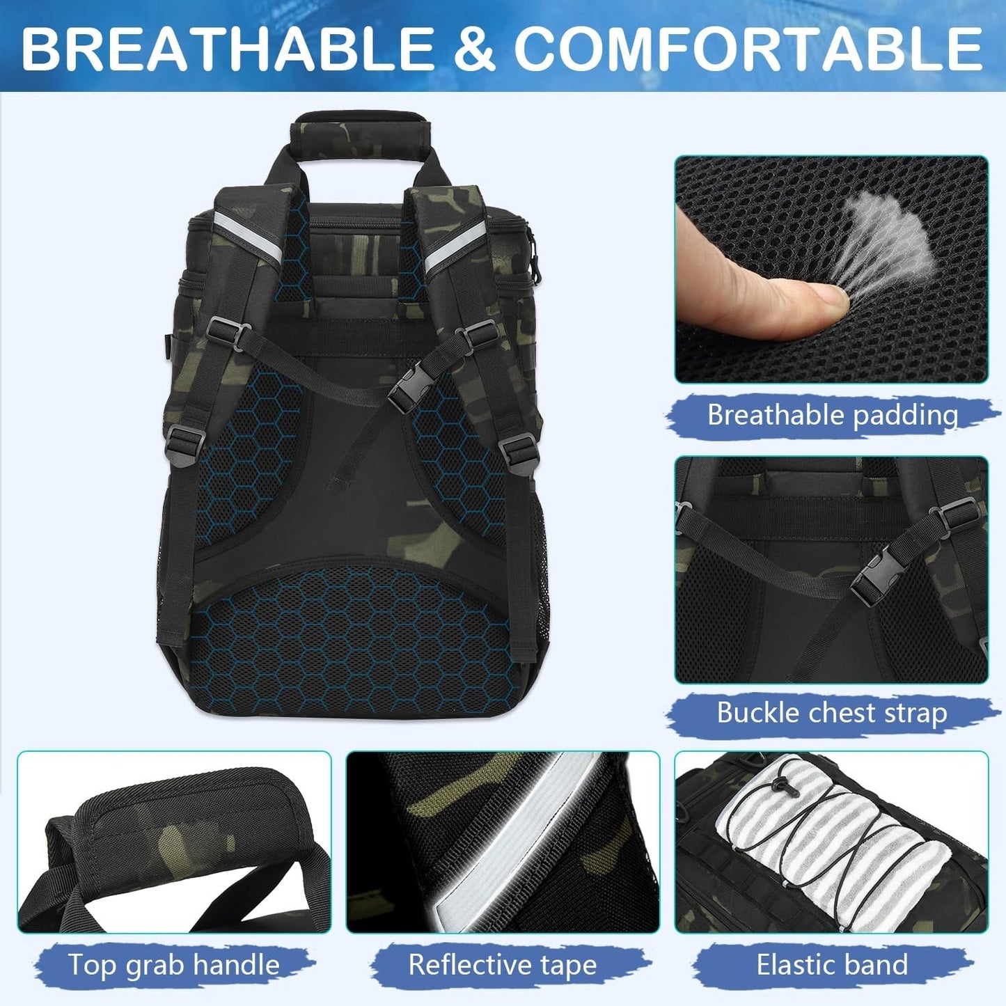 Insulated Tactical Backpack Cooler - 42 Can Soft Cooler for Camping, Hiking, Bea4