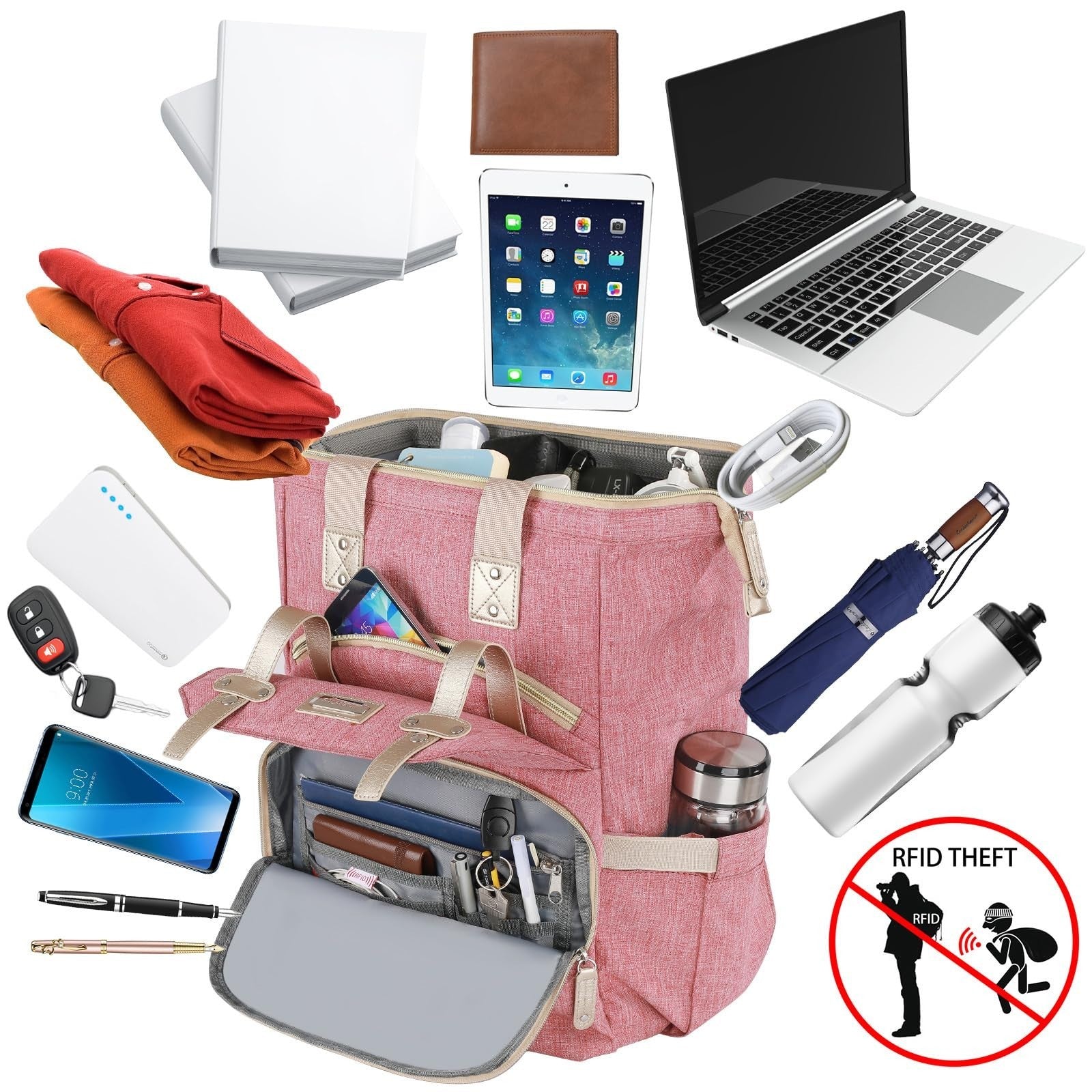 Large Water Resistant Laptop Backpack for Women   17" Computer Bookbag, Ideal fo1
