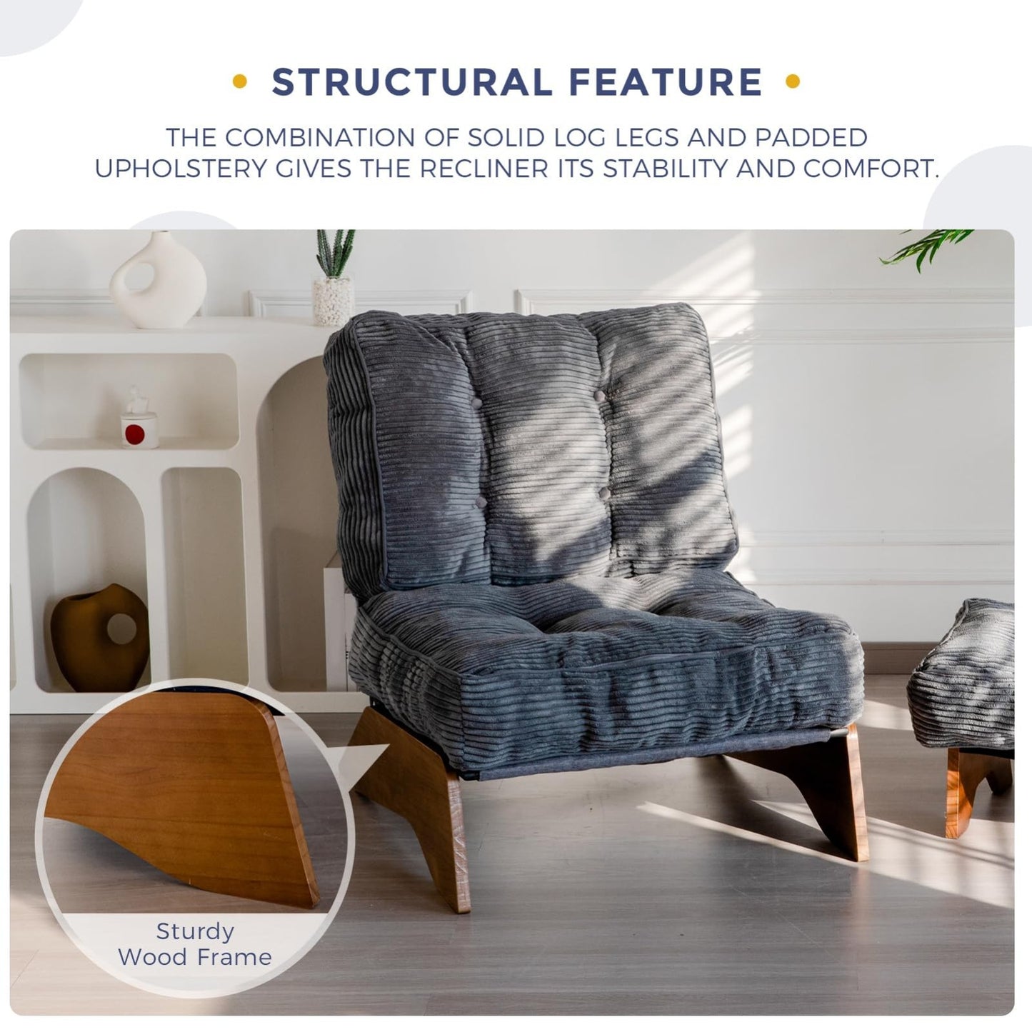Cozy Modern Accent Chair with Ottoman, Adjustable Backrest, Tufted Upholstered L4