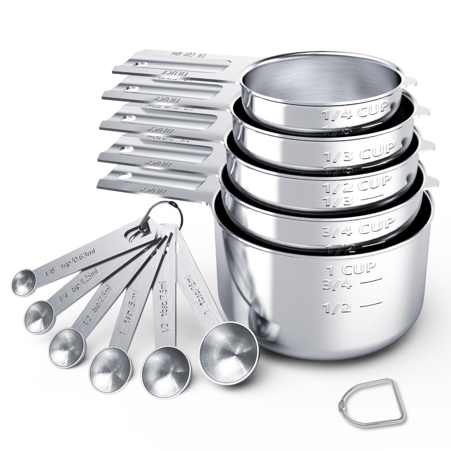 Stainless Steel Measuring Cups & Spoons Set   Nesting Kitchen Gadgets for Cookin1