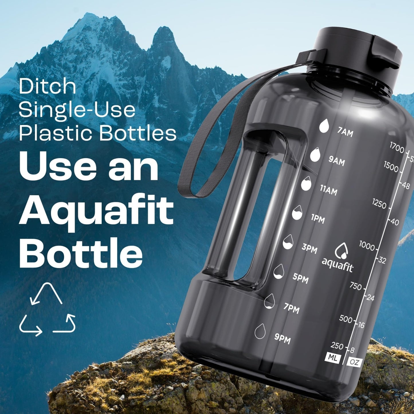 Optimized eBay Title:  "64 oz Water Bottle with Time Marker, Straw & Chug Lid -6