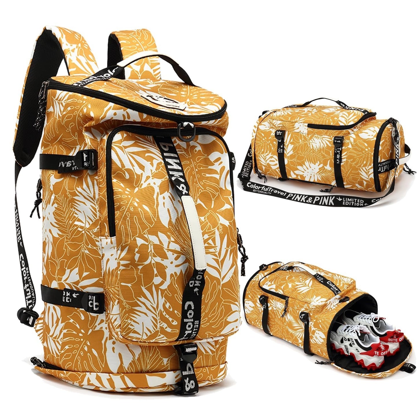 Waterproof Gym Duffel Backpack with Shoe Compartment, 4 Carry Methods, Sports &2