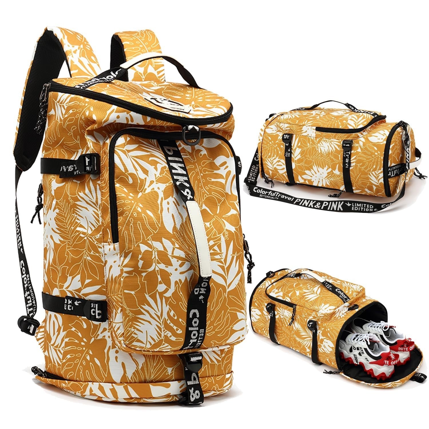 Waterproof Gym Duffel Backpack with Shoe Compartment, 4 Carry Methods, Sports &2