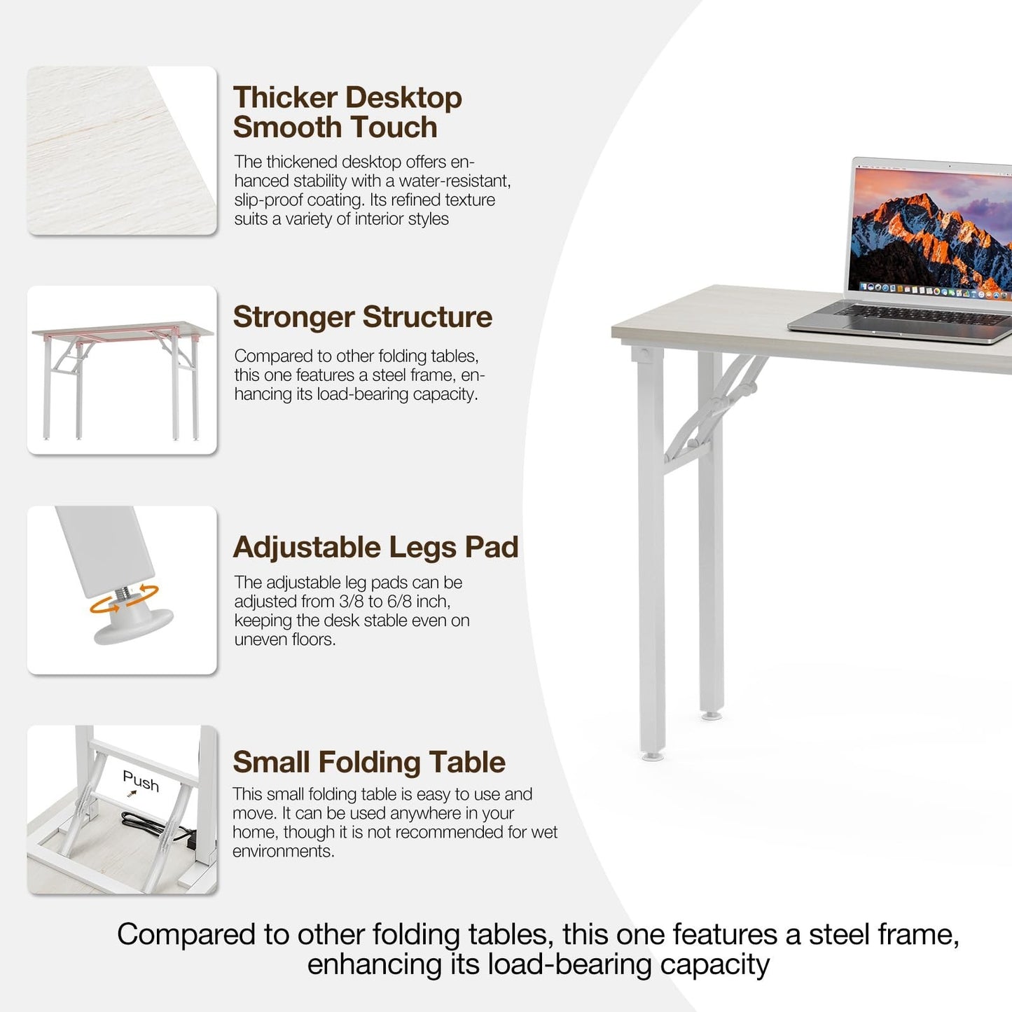 Compact Folding Desk for Small Spaces - 35.8" Portable Office Table, No Assembly7
