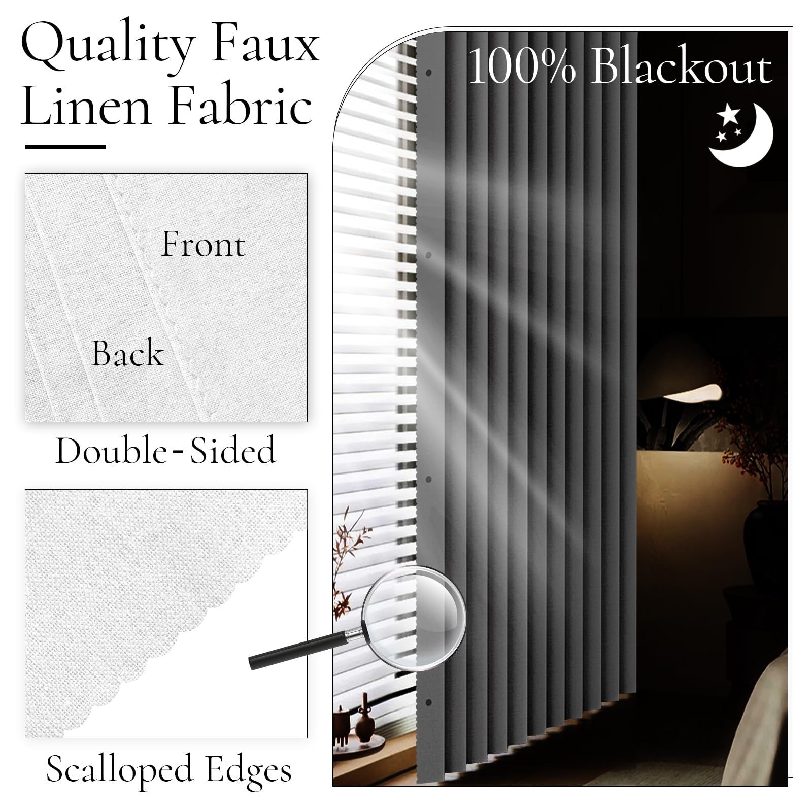 Total Blackout Pinch Pleated Curtains 96" Long, Thermal Insulated Drapes, W52 x3