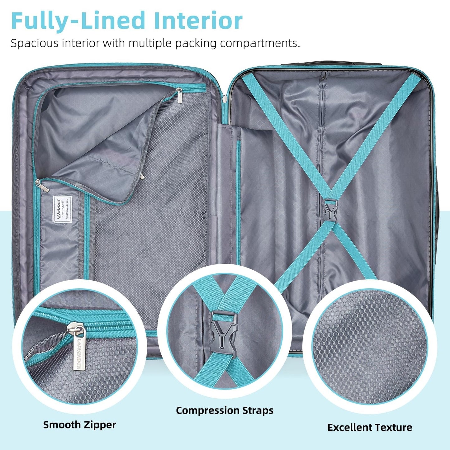 3-Piece Carry-On Luggage Set, 20" Suitcases, Airline Approved, Hardshell, 360° W6