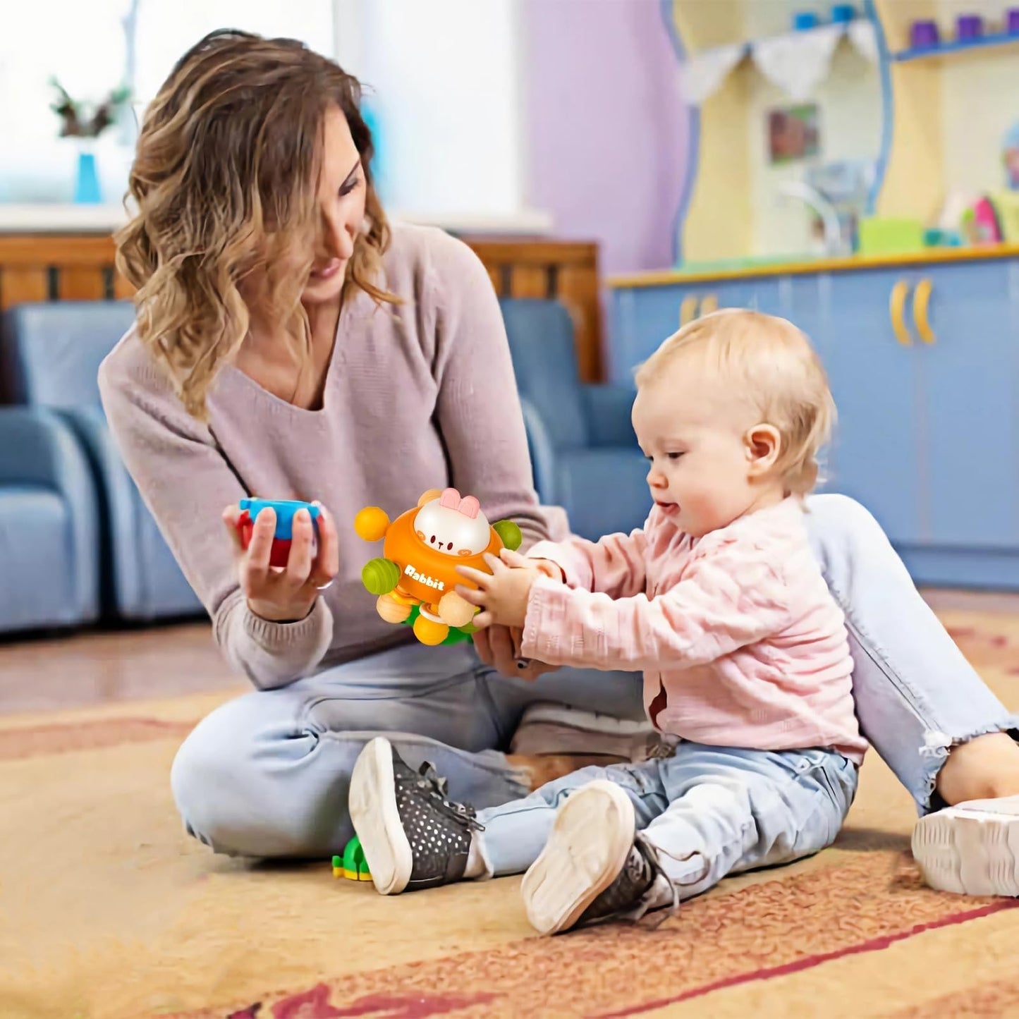 Montessori Baby Teething Toy   Textured Silicone Rattle Ball, BPA Free, 0 12 Mon2