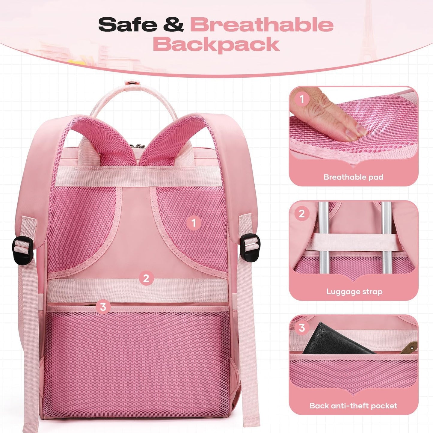 Travel Backpack for 15.6-17.3" Laptop, Insulated Lunch Bag, Unisex Work Bag - Pi5
