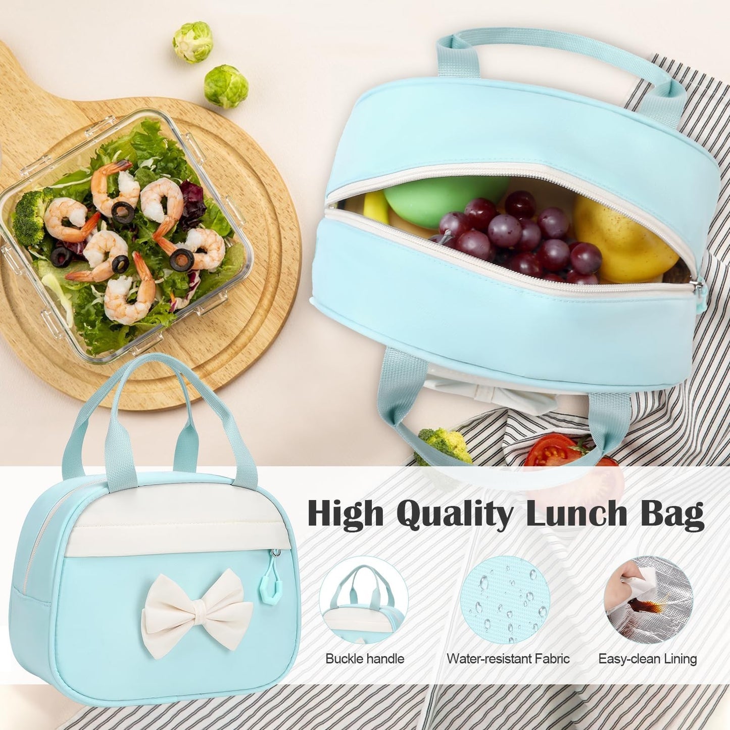 Cute Bow Backpack for Girls   School Bag Set with Lunch Bag & Pen Case5