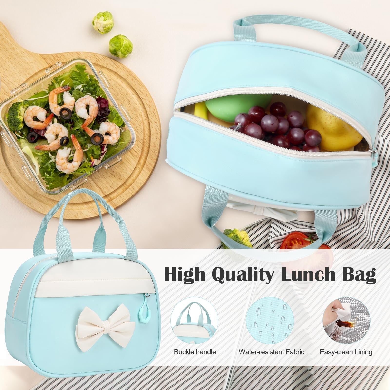 Cute Bow Backpack for Girls   School Bag Set with Lunch Bag & Pen Case5