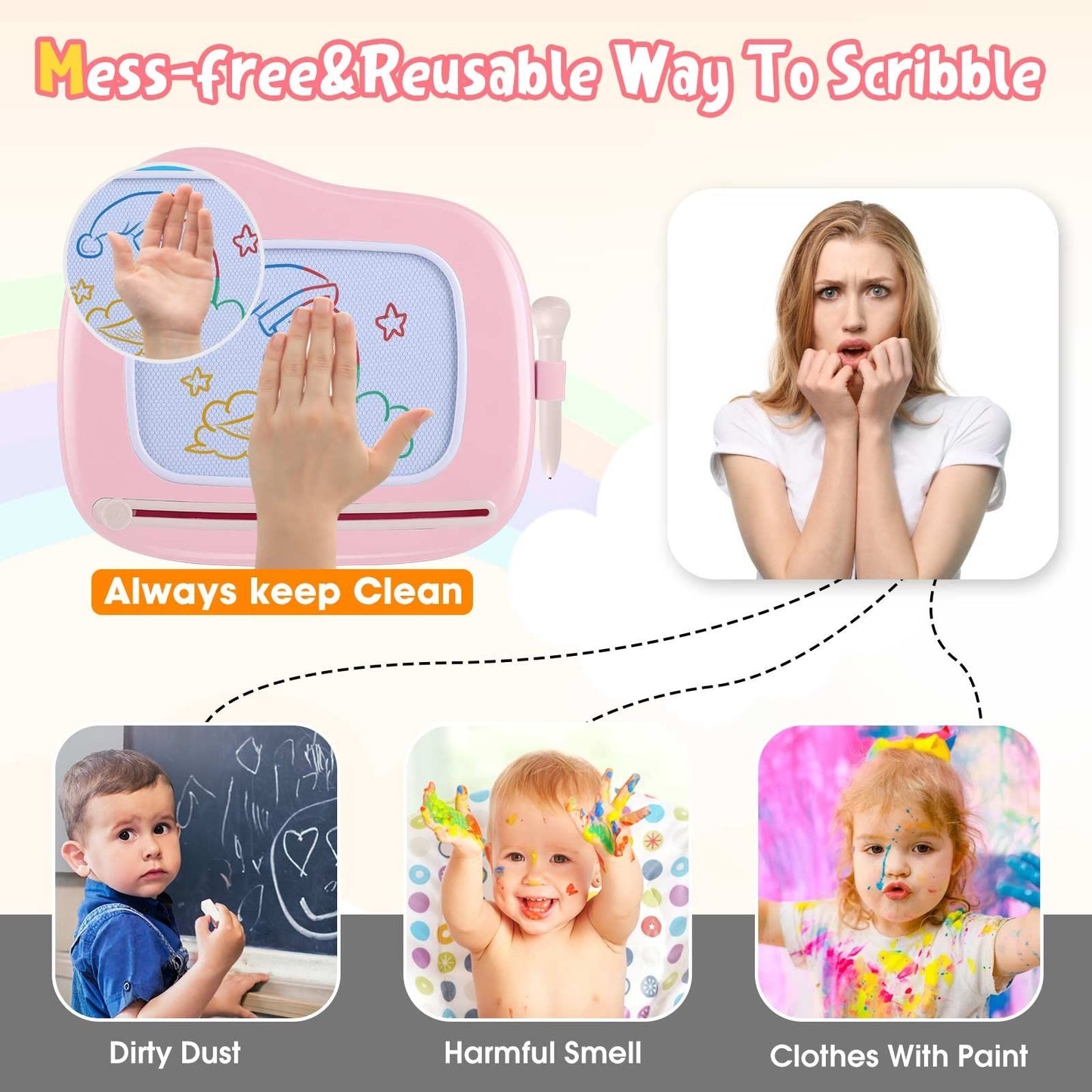 Magnetic Drawing Board for Kids - Portable Doodle Pad, Educational Toy for Ages3
