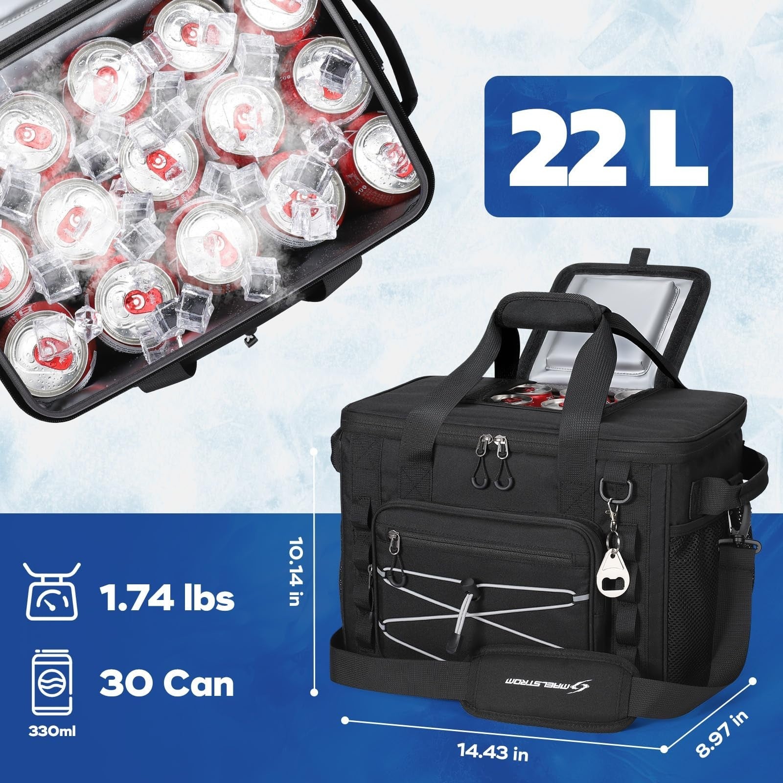Insulated Soft Cooler Bag - 30/40 Can, Leakproof Ice Chest, 24h Cold, Lightweigh4