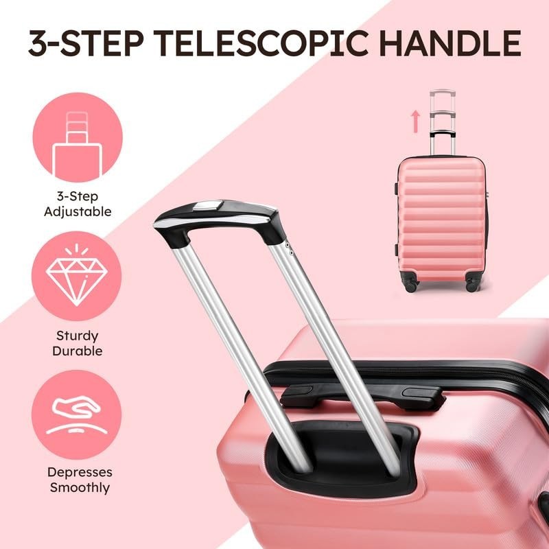 3 Piece Luggage Set for Women - ABS Hardshell Suitcase with Spinner Wheels & 6 P3