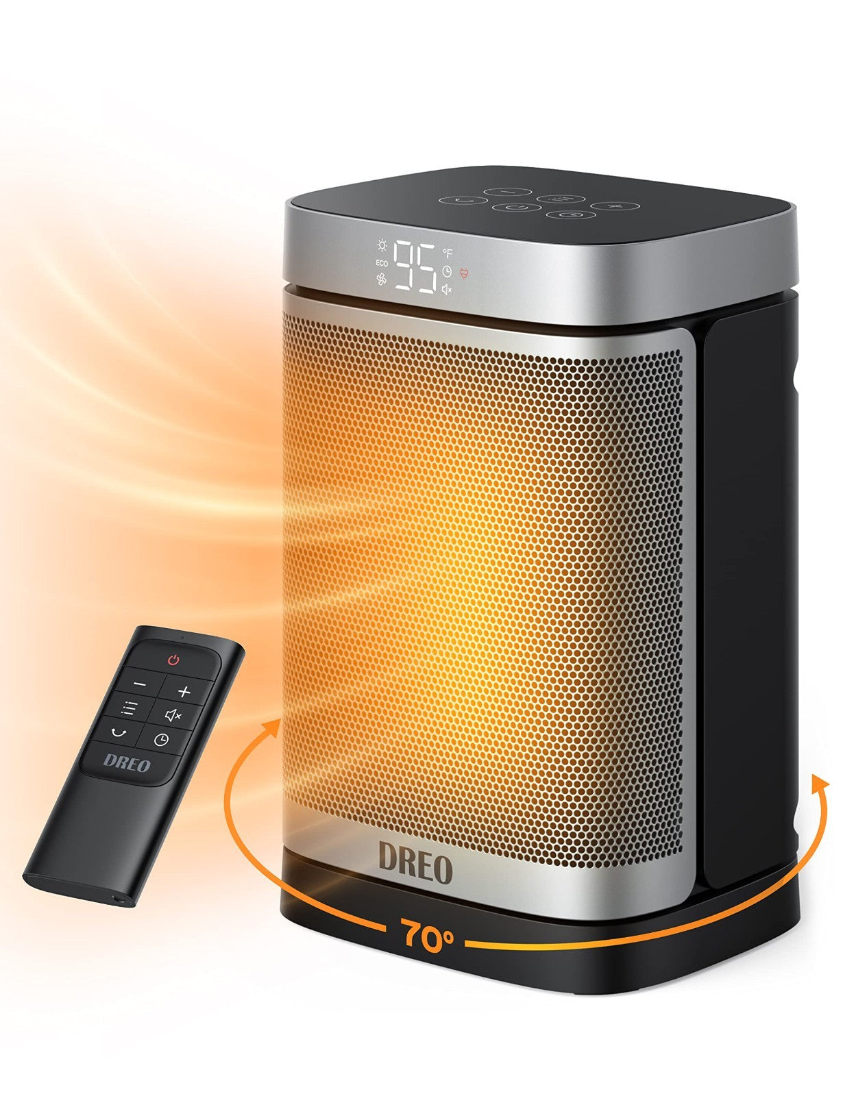 Portable Electric Space Heater with Thermostat, 70° Oscillation, Remote, 12H Tim1