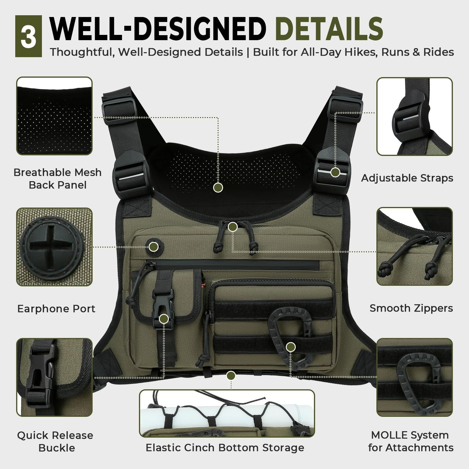 Tactical Chest Bag for Men & Women - Outdoor EDC Pack for Running, Cycling, Work6