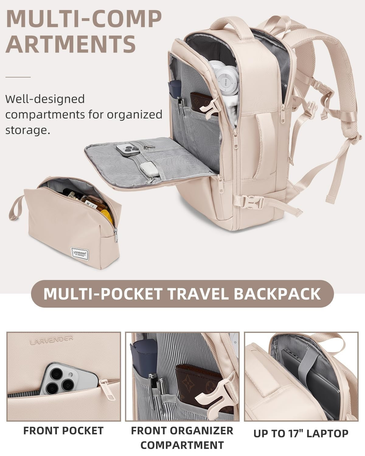 3-Piece Carry-On Luggage Set, 20" Hardshell Suitcase, Lightweight, TSA Lock, 3603