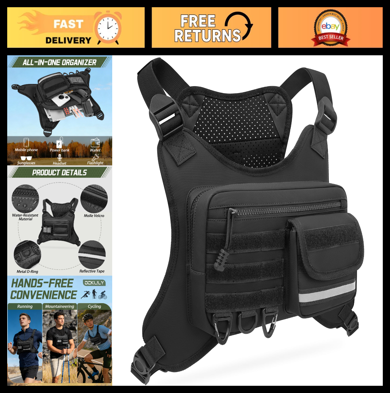 Optimized eBay Title: "Versatile Chest Bag for Outdoor Sports - Running, Cycli0
