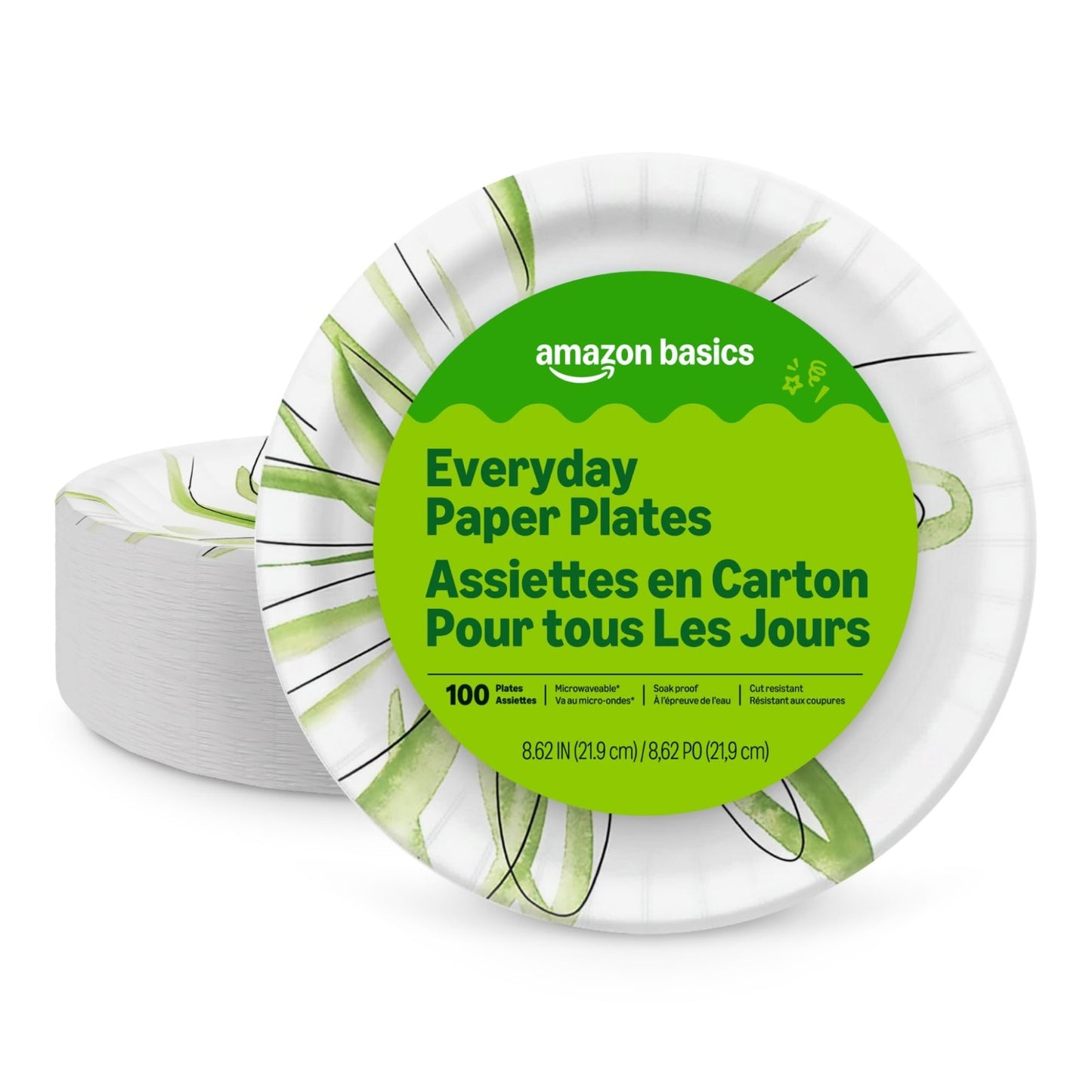 Disposable Paper Plates 8.62"   Microwave Safe, Cut Resistant, Soak Proof, 100 C1