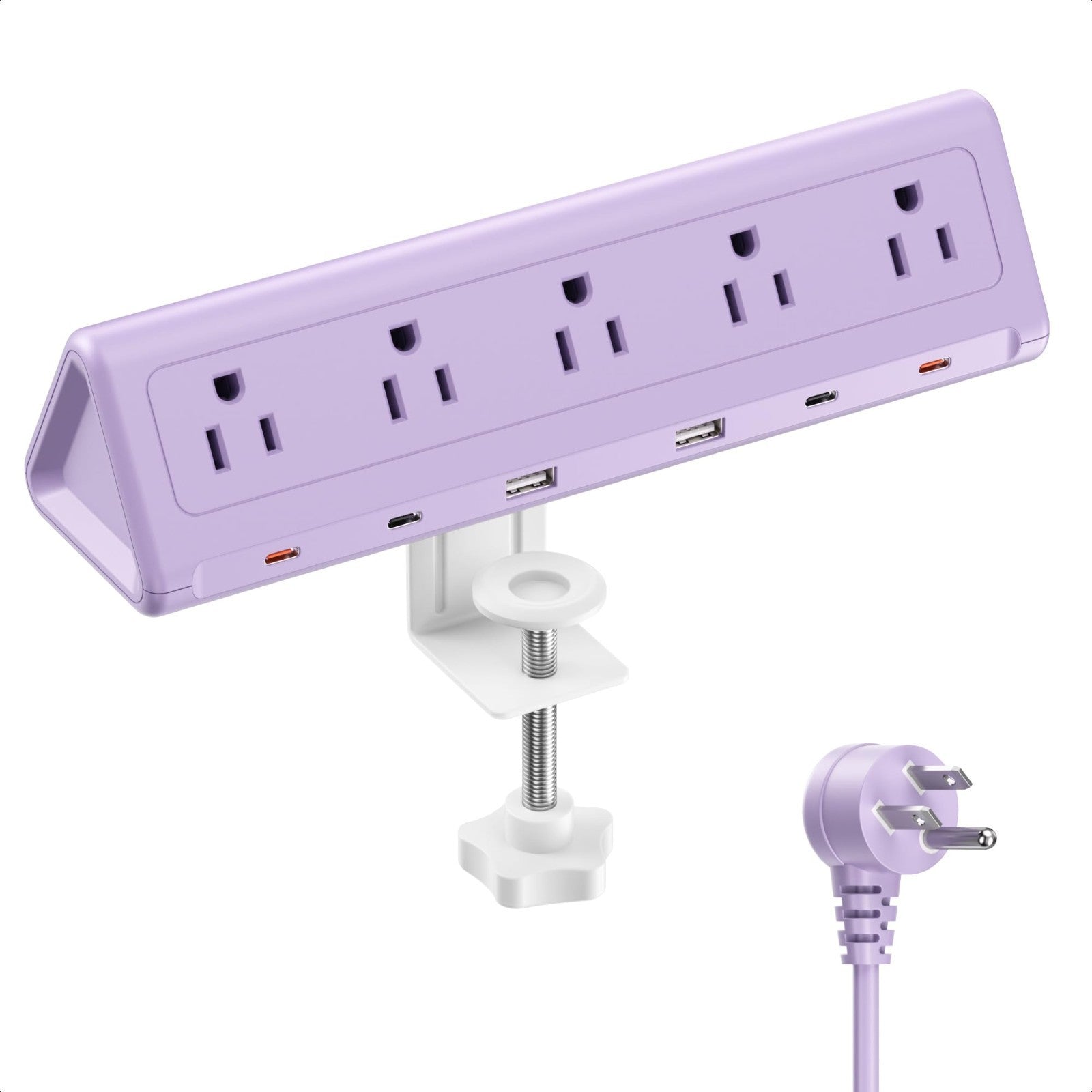 6.5FT Desk Clamp Power Strip   5 AC Outlets, 6 USB Ports, PD 40W Fast Charge1