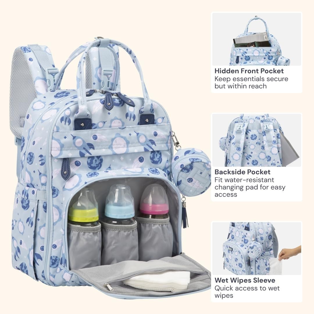 Multi Function Water Resistant Diaper Bag Backpack   Baby Travel Tote, Changing4