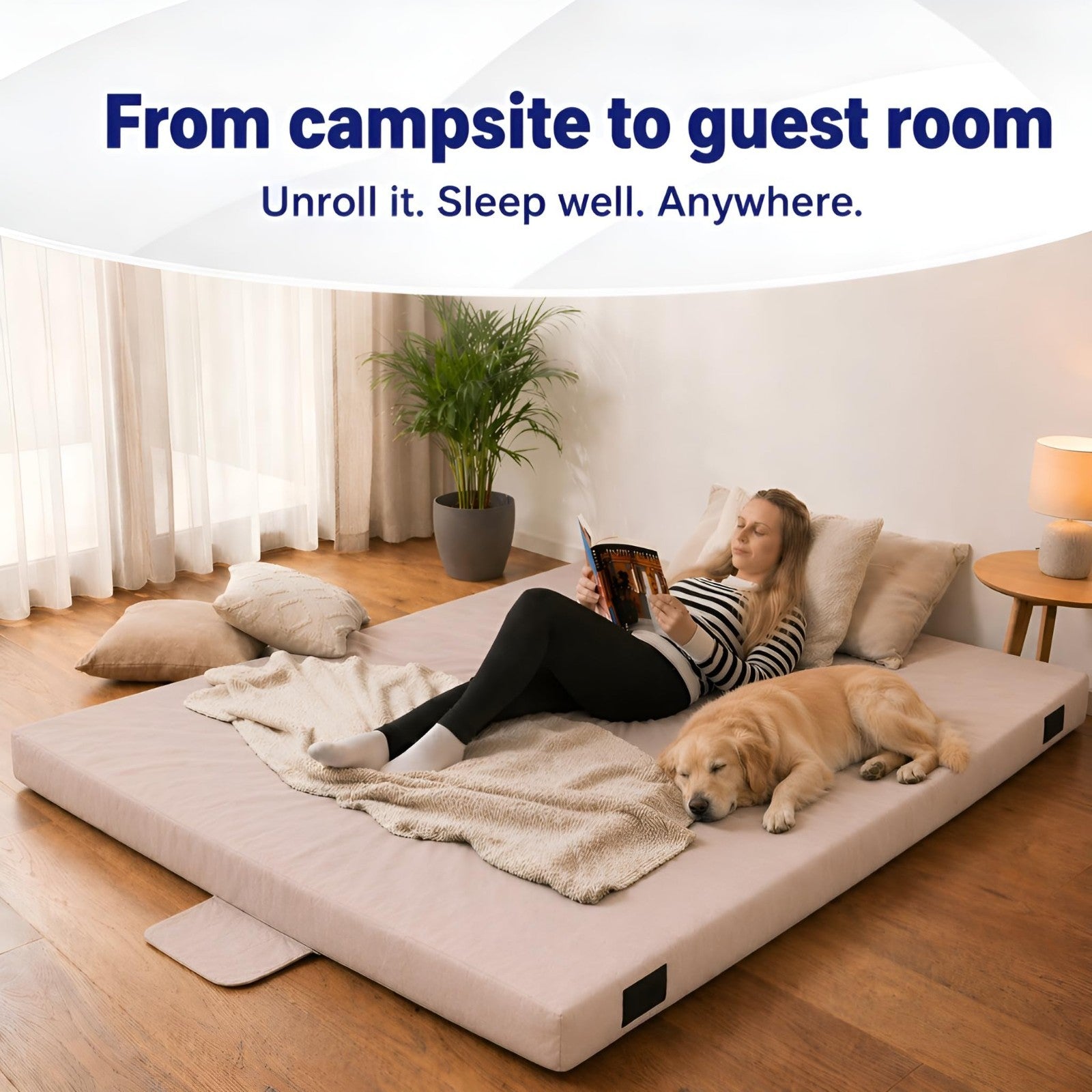 AirCell Memory Foam Camping Mattress Pad   Portable CertiPUR US Sleeping Mat for4