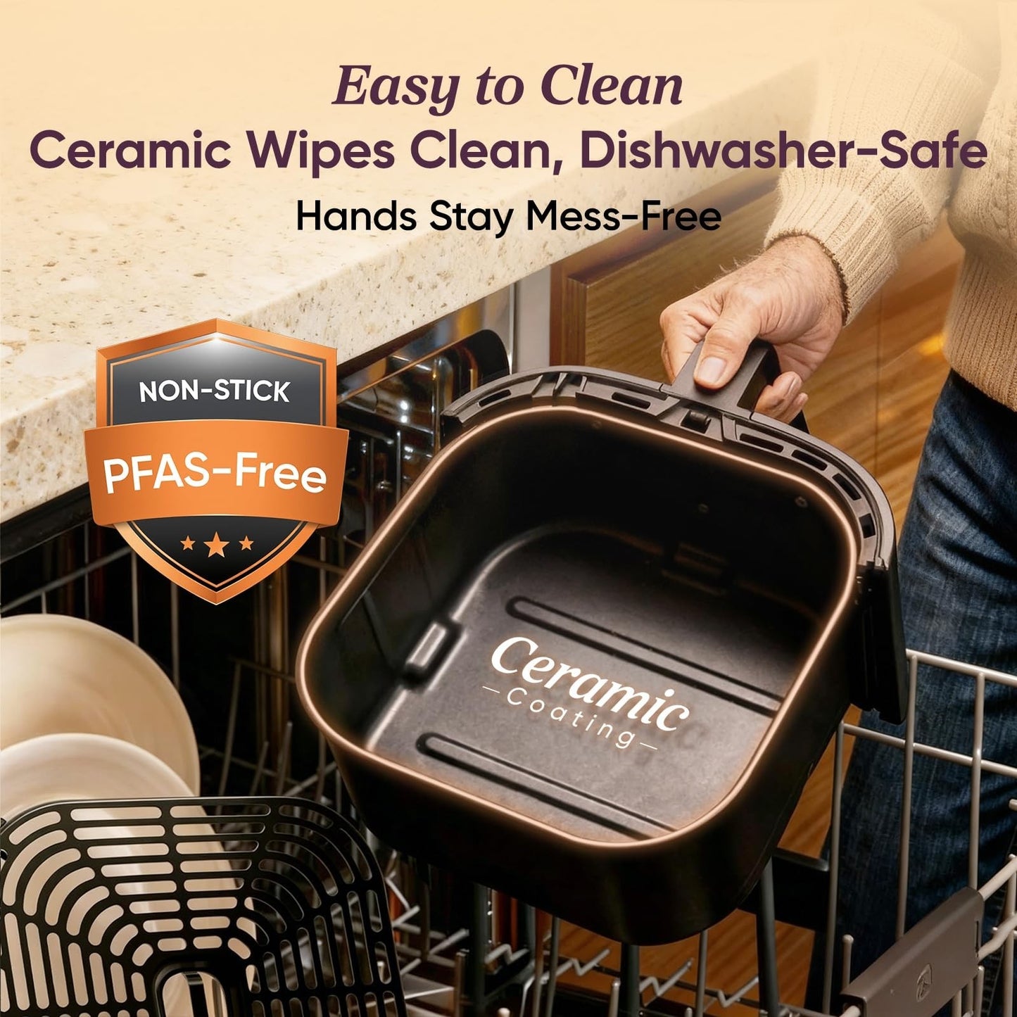 5Qt Air Fryer, 9-in-1 Multi-Cooker, Ceramic Coating, Shake Reminder, 7 Presets,3