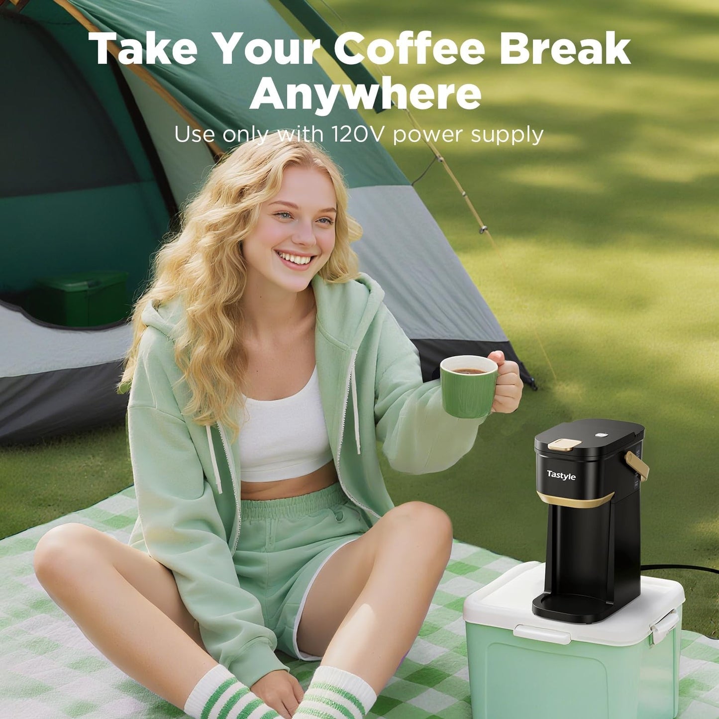 Compact Single Serve Coffee Maker for K Cups & Grounds, Portable Mini Brewer, 6-6