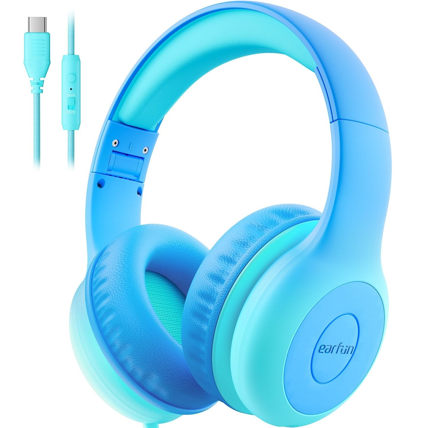 Wired Kids Headphones with Mic, USB Type C, 85dB Volume Limit, Foldable Stereo S1