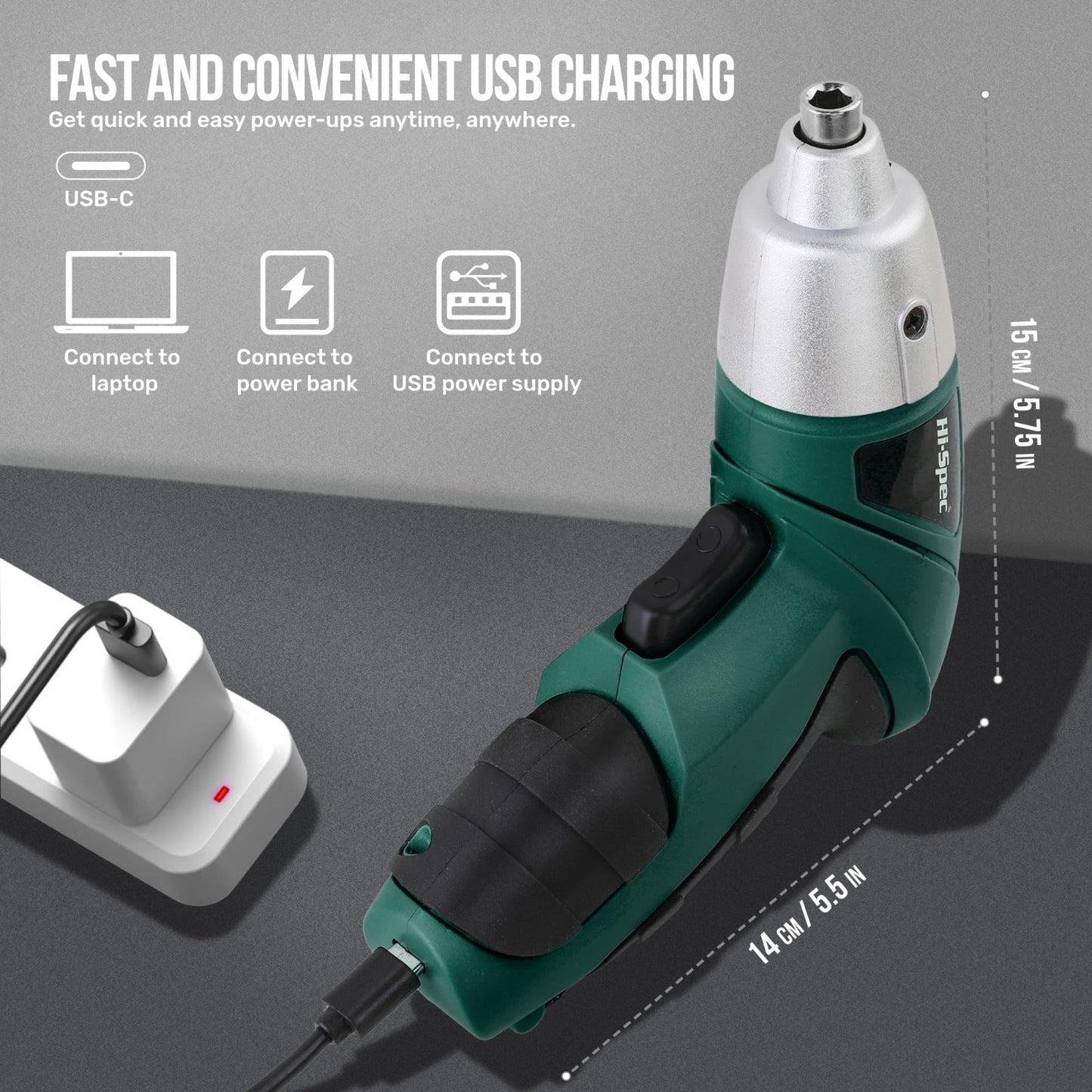 3.6V USB Electric Screwdriver for Home Repairs & Assembly, 19pc Set, LED Light,2