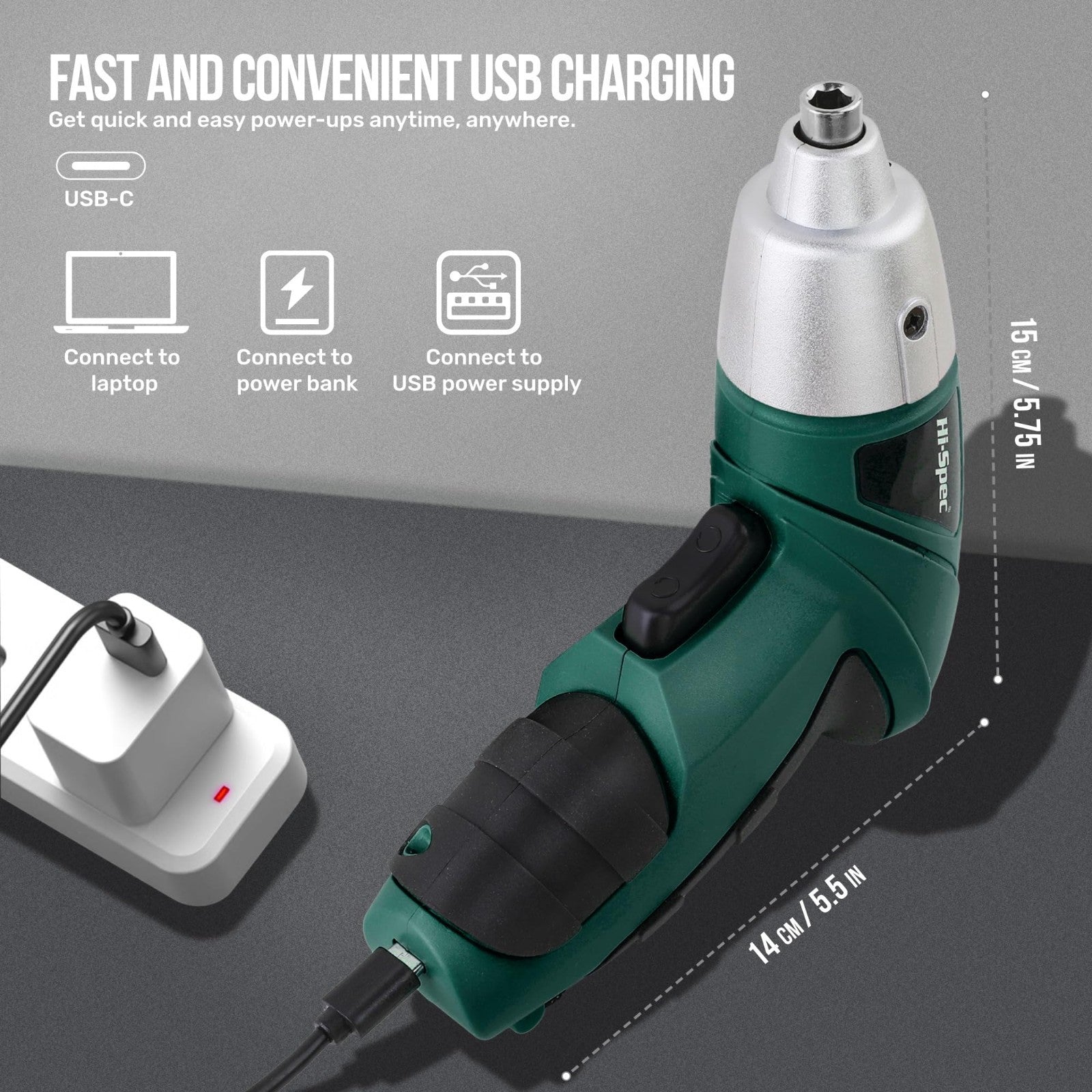 3.6V USB Electric Screwdriver for Home Repairs & Assembly, 19pc Set, LED Light,2