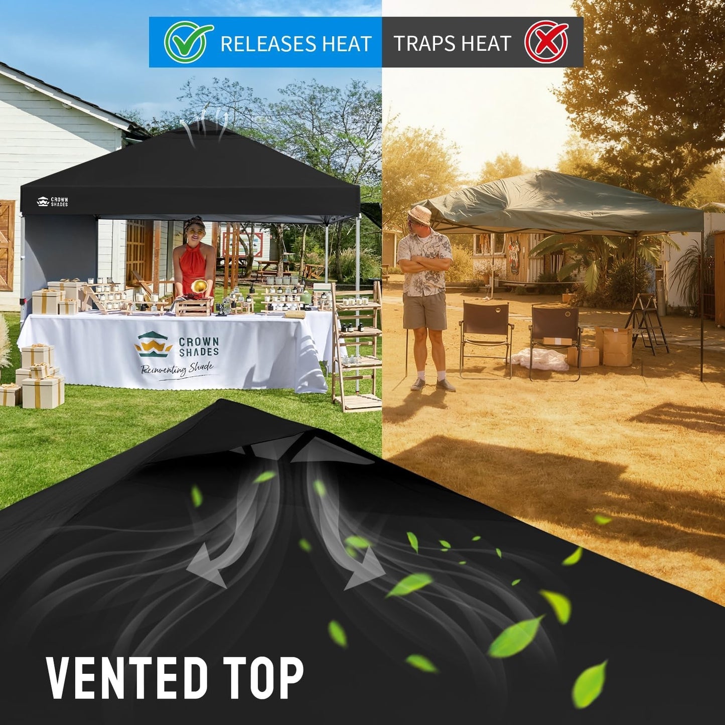 10x10 Pop Up Canopy Tent with Side Wall, Easy Setup Outdoor Shelter, Beach Gazeb6