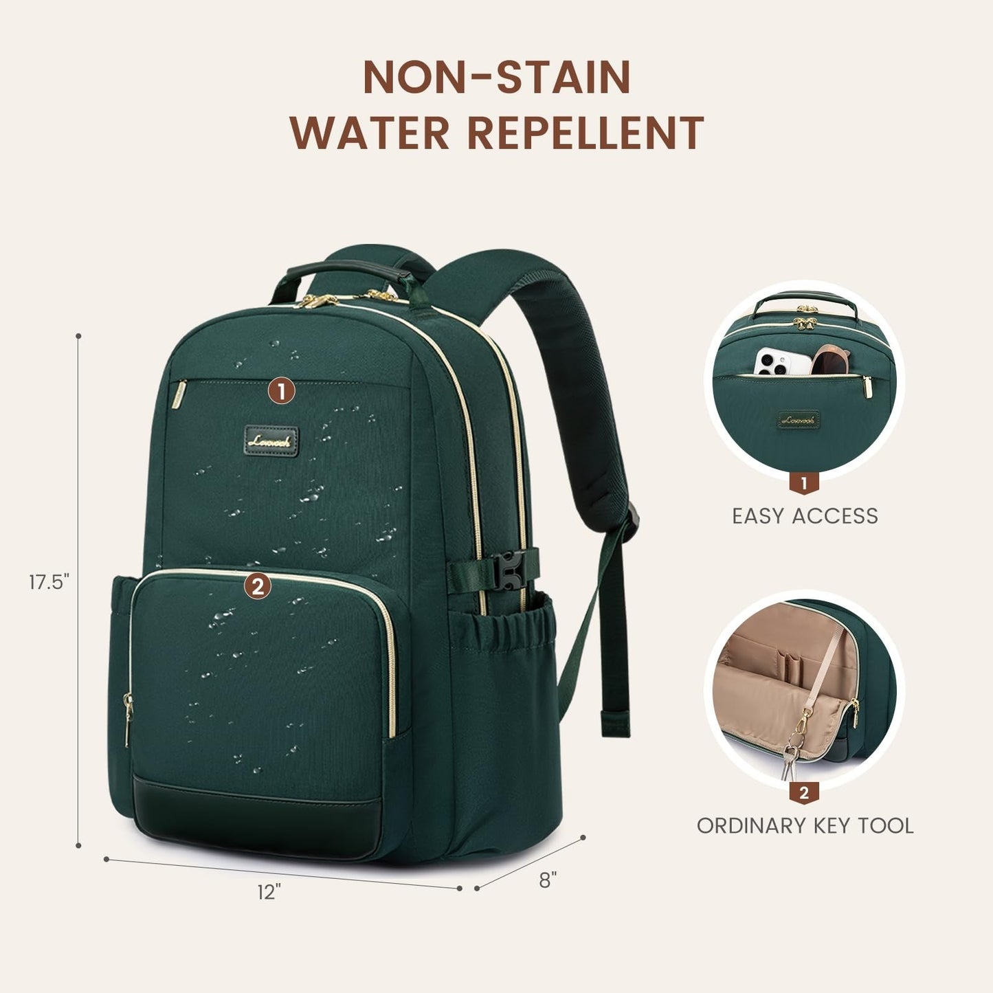 Stylish Waterproof Laptop Backpack for Women, 15.6" Travel Bag with Pouch, Large4
